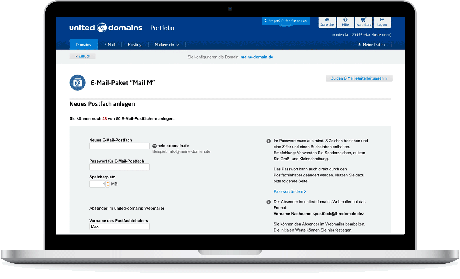 E-Mail-Pakete im united-domains Portfolio