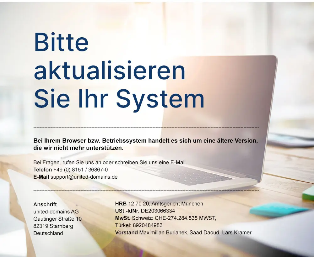 united-domains GmbH - Browsercheck Seite