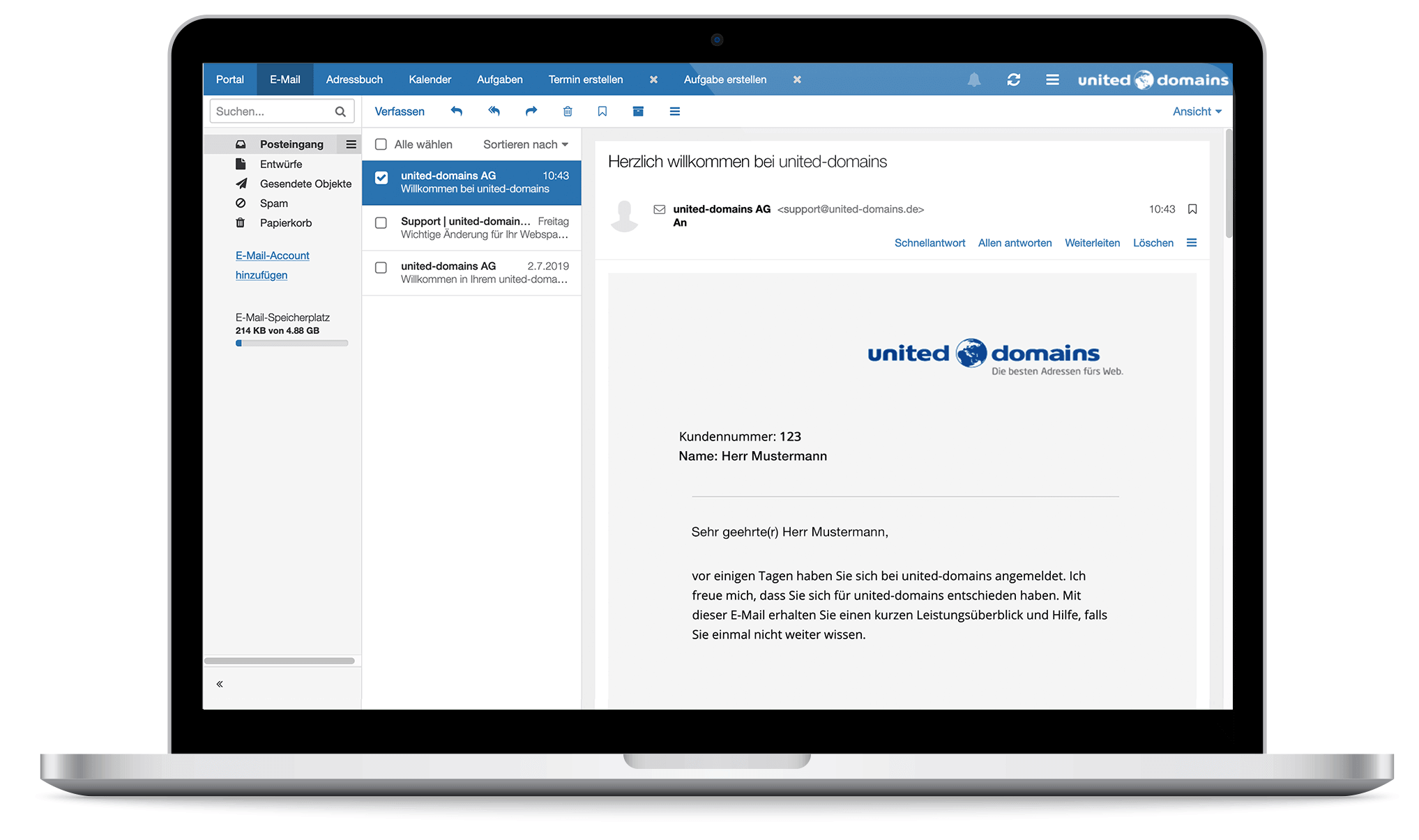 united-domains Webmailer - Externe Postfächer