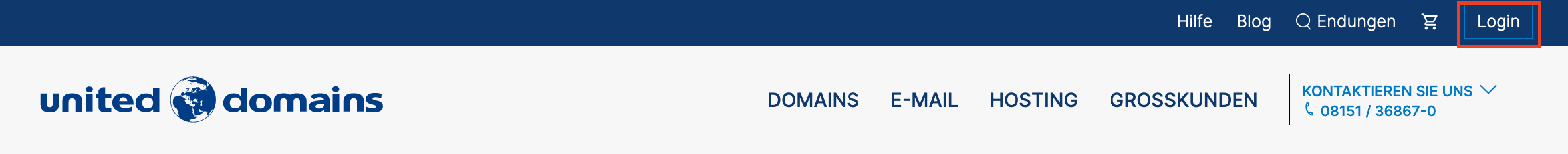 Screenshot united-domains Kundenbereich