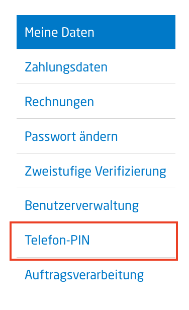 Screenshot Webseite united-domains Telefon PIN finden
