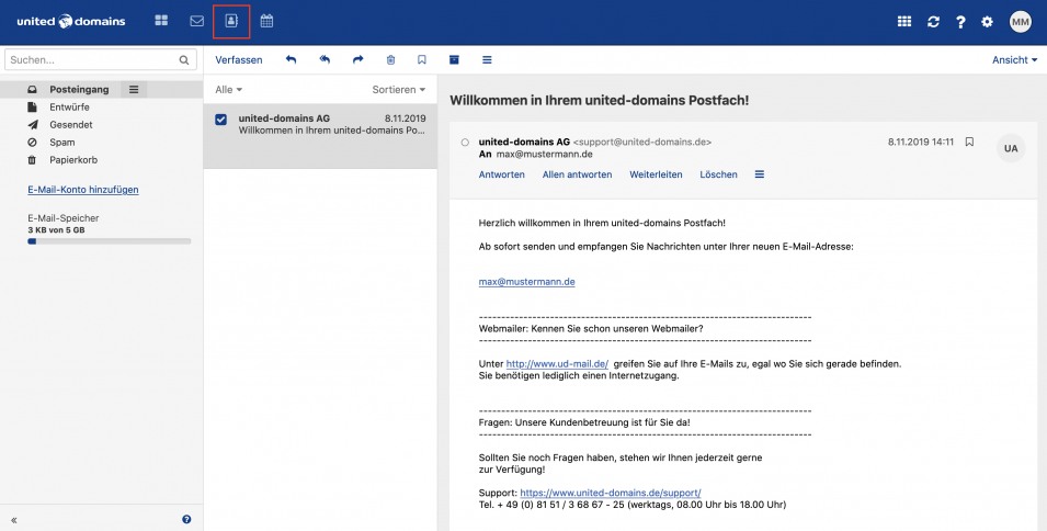 Wie abonniere ich meine Kontakte im Webmailer? - united-domains ...