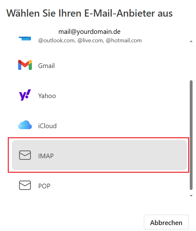 Kontotyp IMAP