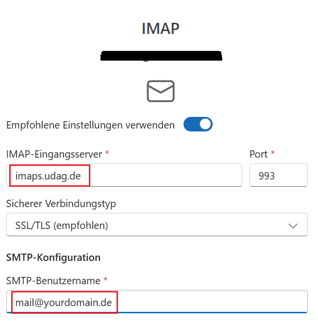 IMAP Einstellungen 1