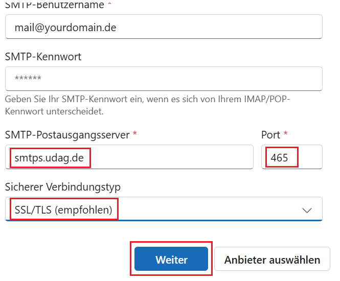 IMAP Einstellungen 2