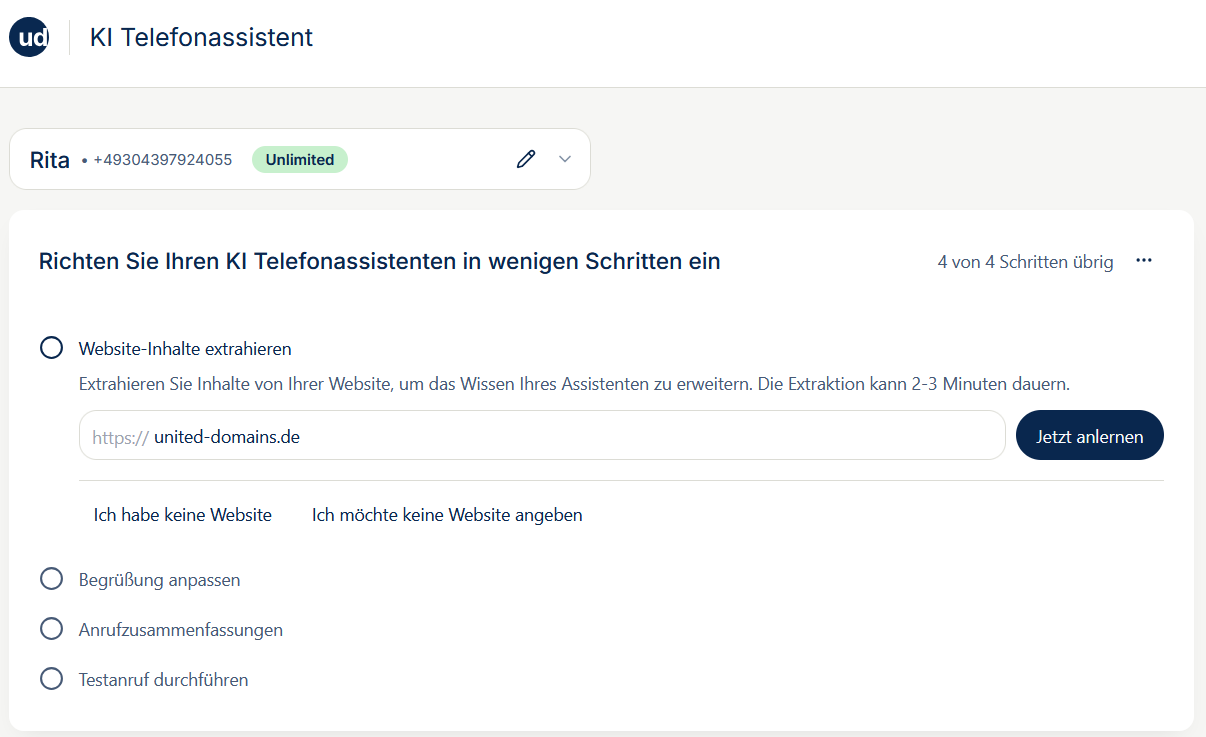 Webseite anlernen